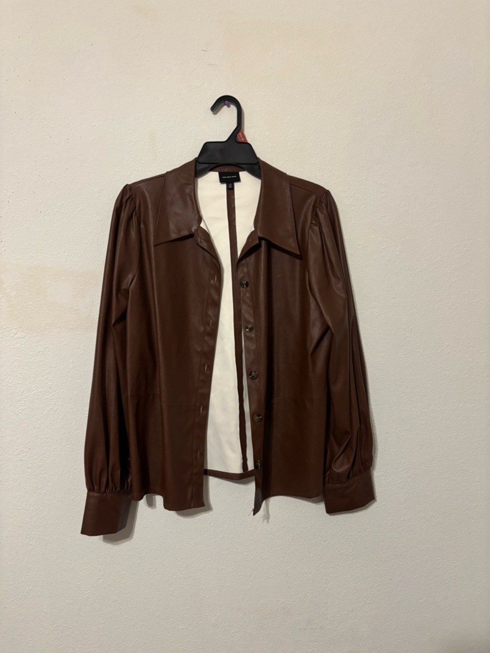 Who What Wear Brown Faux Leather Button-Front Jacket